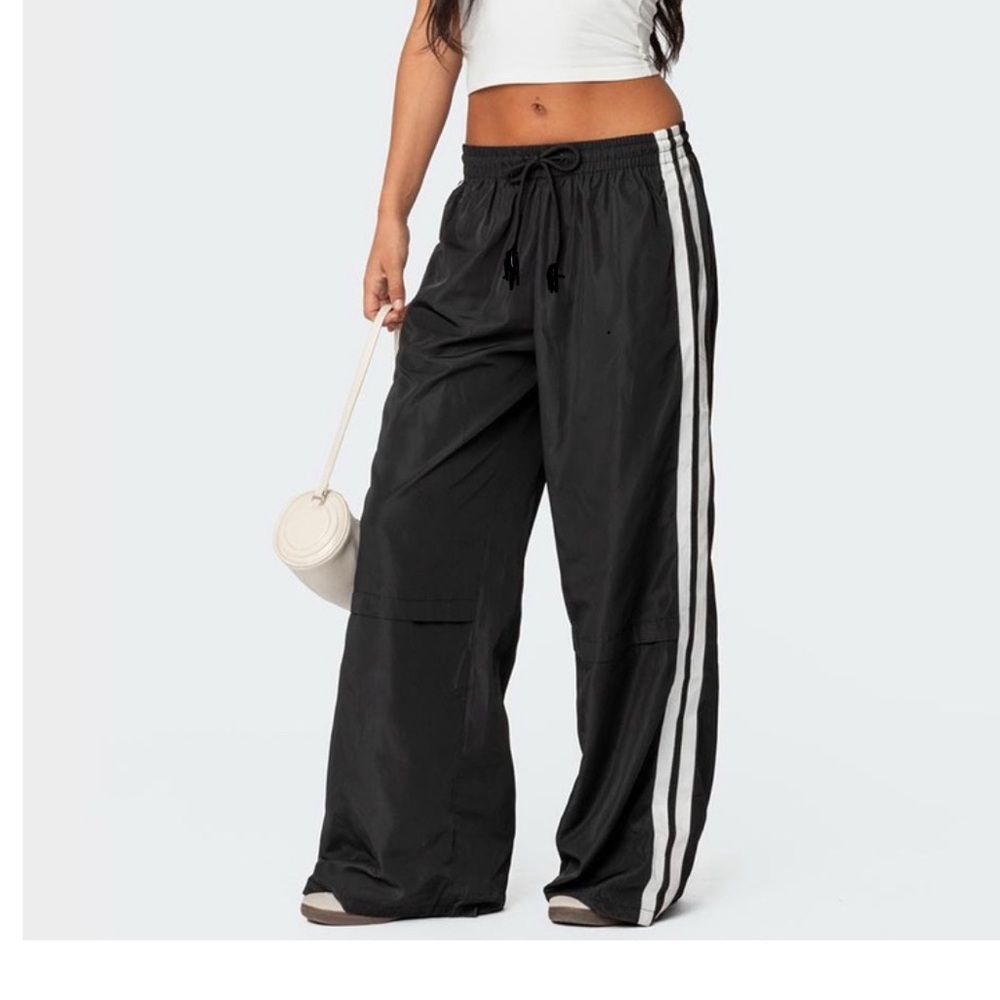 Navy and White Striped Unisex Track Pants